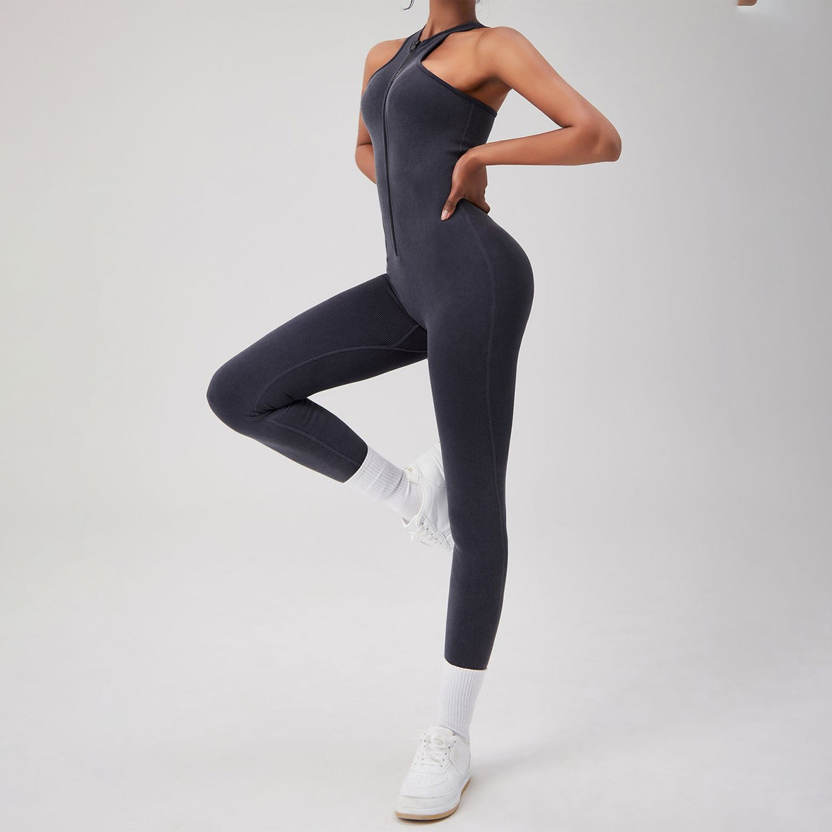 Nude Feel Zipper Quick-drying  Wicking Beauty Back Yoga Jumpsuit