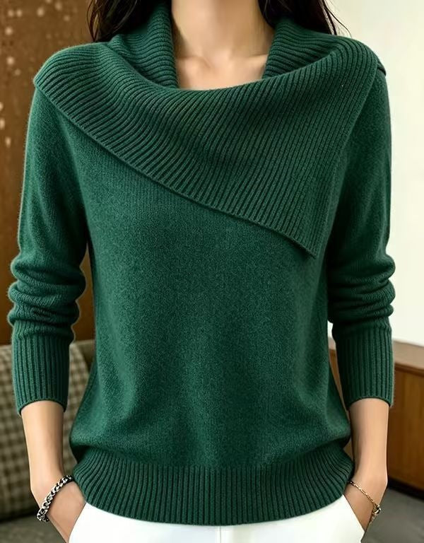 Womens Relaxed-fit Casual Lapel Sweater