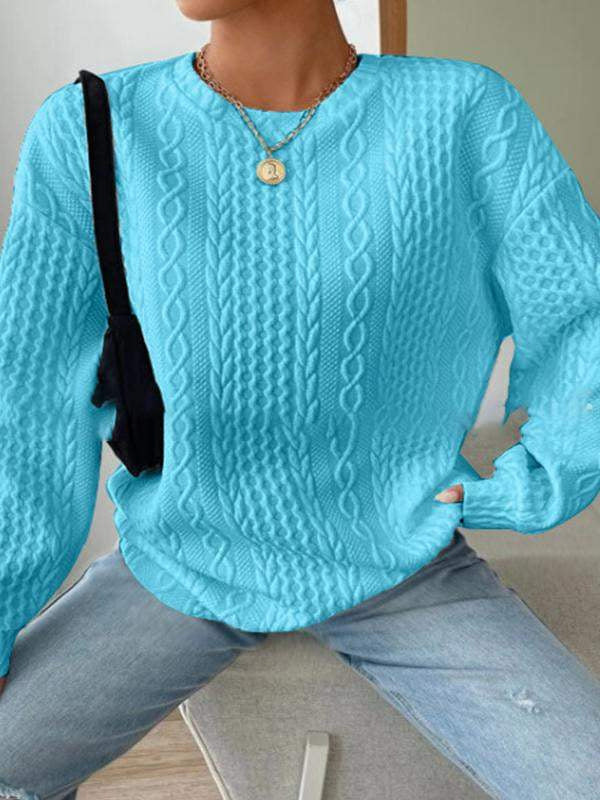 Women's Cozy Jacquard Round Neck Casual Sweater