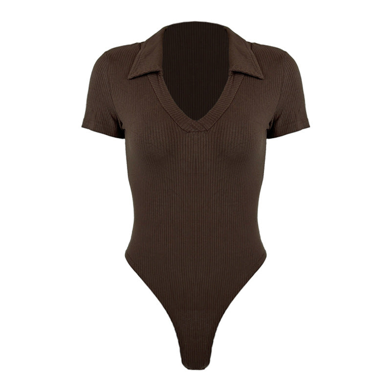 Women's Cotton Sexy Slim-Fit Short-Sleeve Jumpsuit