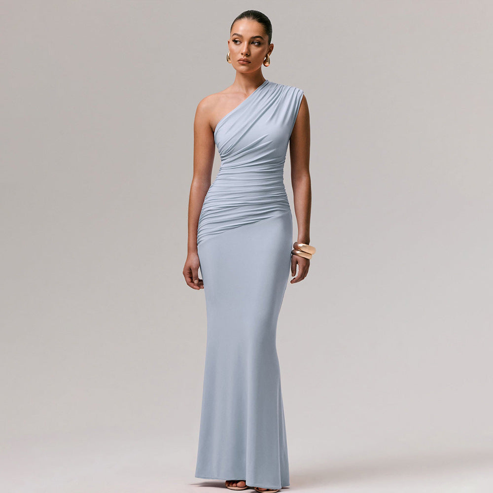One-shoulder Long Dress Womens Party Evening Gown