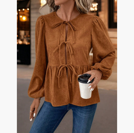 Women's Velvet Sweet Lace-up Shirt
