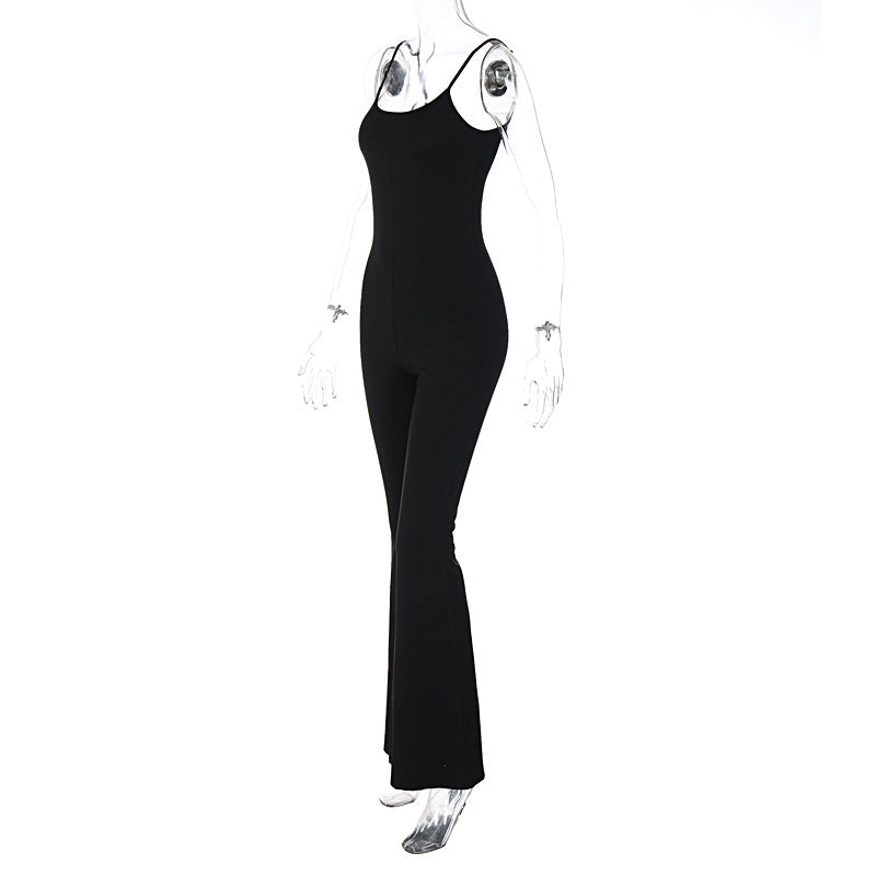 Women's Slim-Fit Solid Suspender Jumpsuit