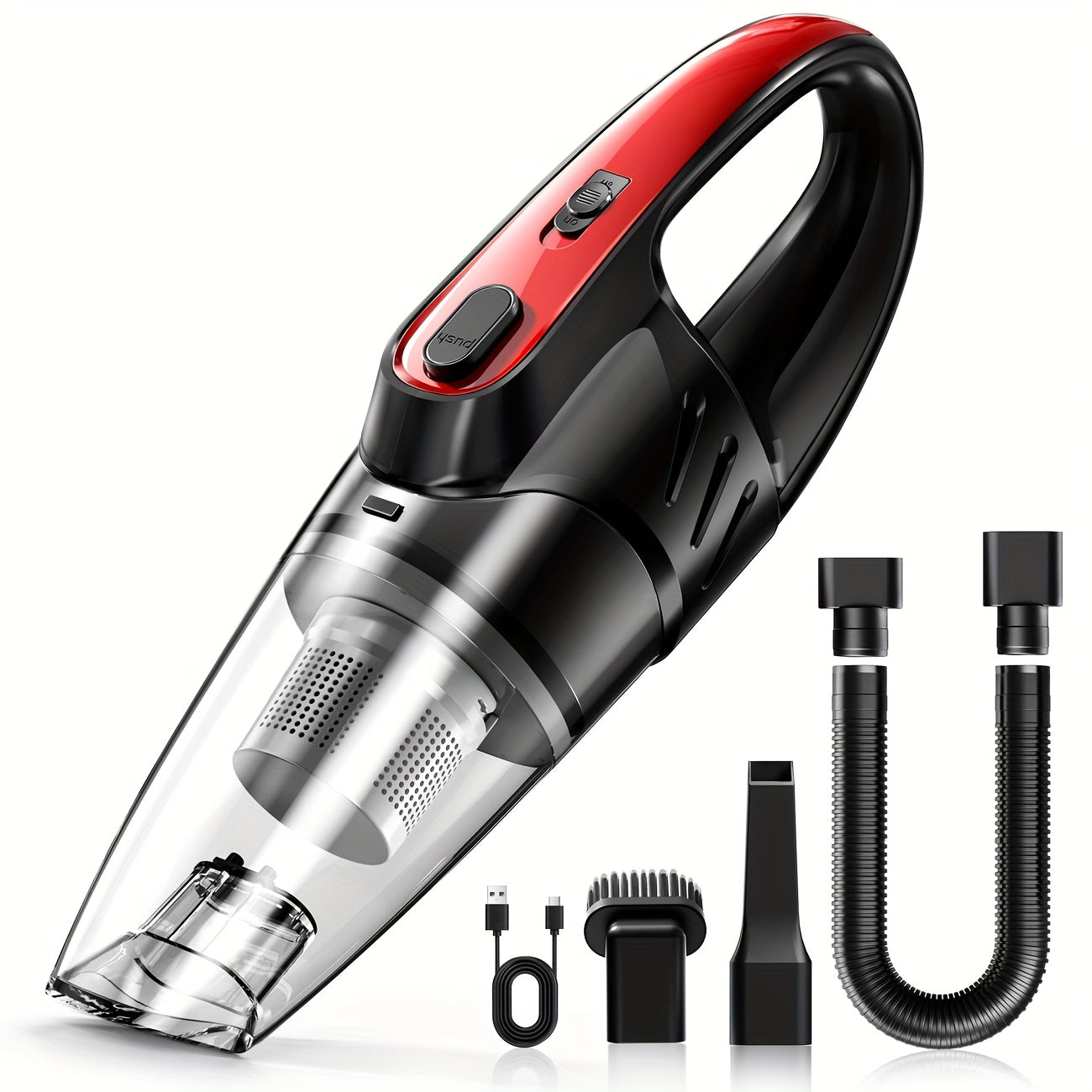 Handheld Car Vacuum Cleaner with 6000PA Suction, 2000mAh Large Capacity Battery, Low Noise, 5 Accessories, Pink