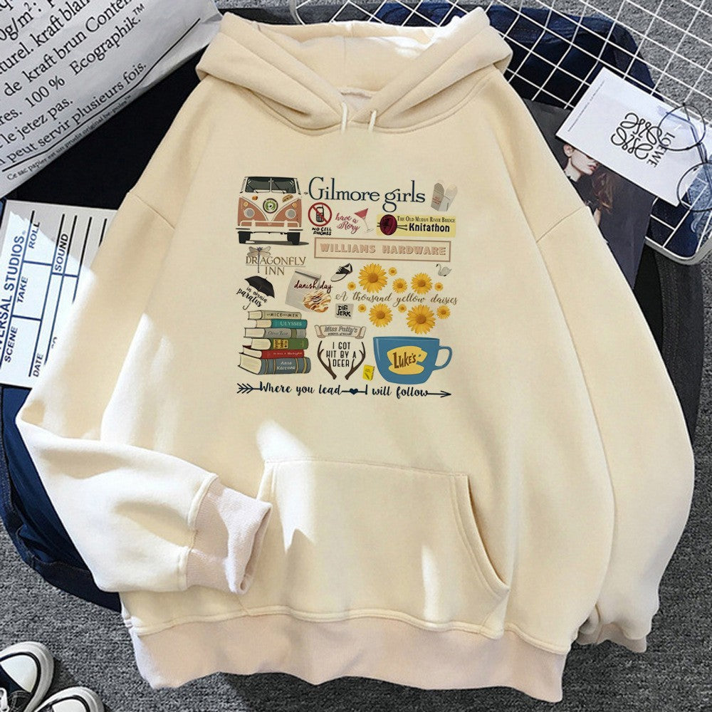Cute Kiwi Fruit College Style Girls' Hooded Pullover