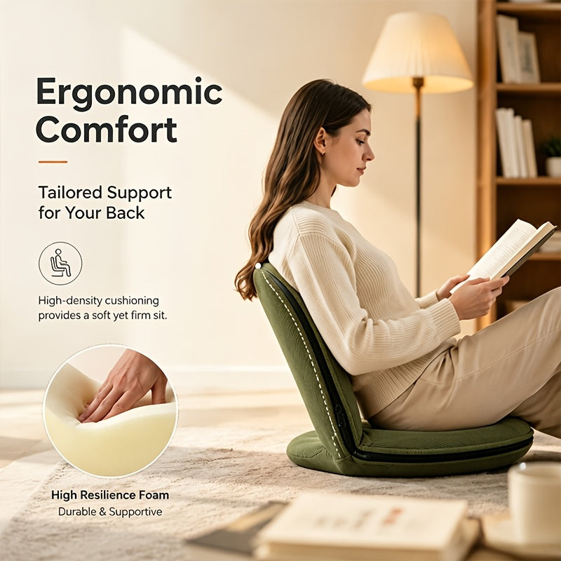 Foldable Corduroy Floor Chair with Ergonomic Back Support – Soft Padded Seat for Indoor Rest, Gaming and Reading