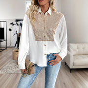 Fashionable Trendy Sequined Long-sleeved Women's Fashion Shirt