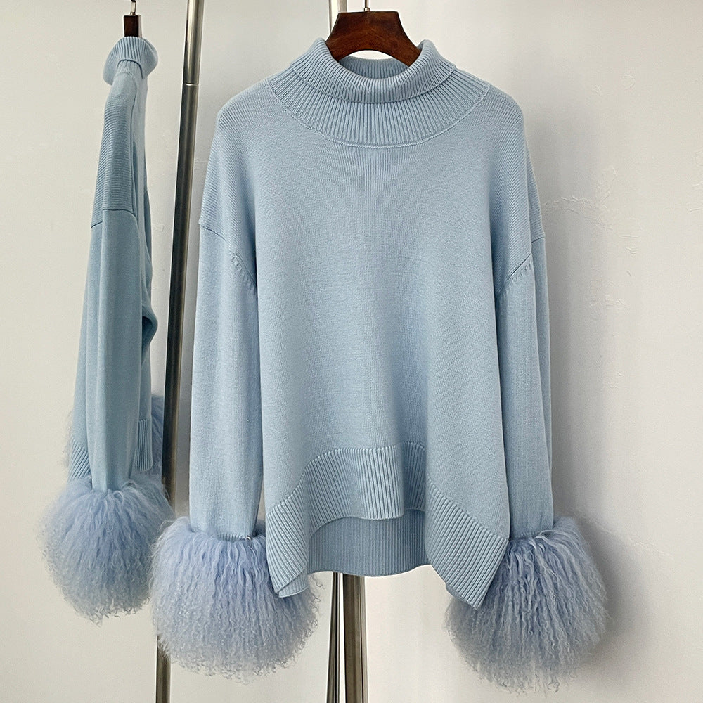 Loose-fitting Turtleneck Pullover Knit Sweater for Women