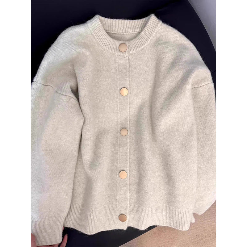Button Knitted Cardigan Women's Sweater Korean Style Loose Soft Glutinous