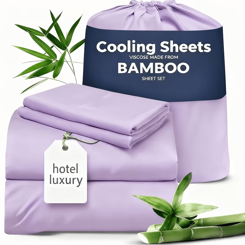 Cooling Bamboo Fiber Sheet Set – 4 Piece, 16‑Inch Extra‑Deep Pocket, Twin/Full/Queen/King Sizes