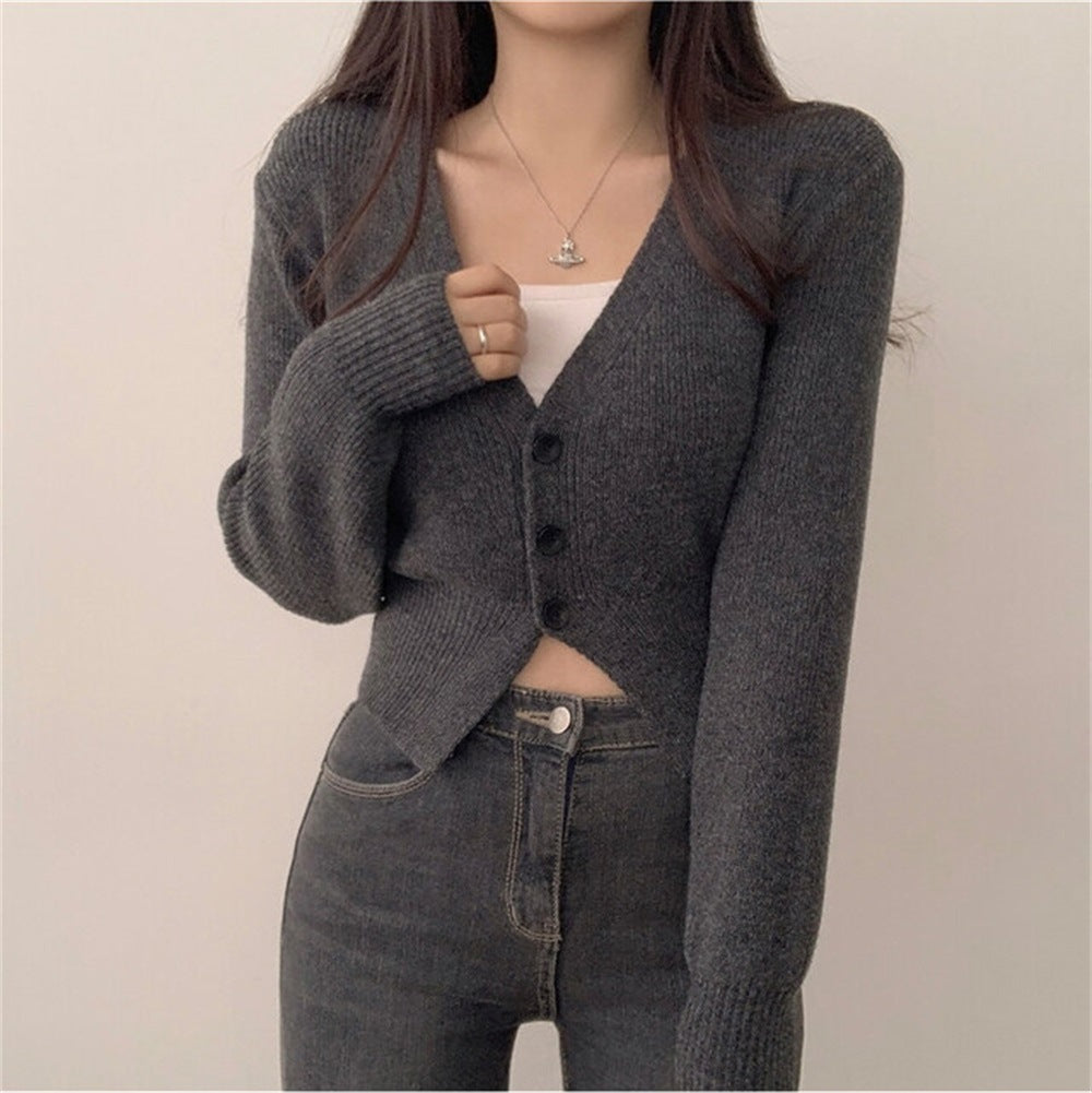 French-style Versatile Slim-fit Knit Cardigan for Petite Womenperfect for Fall and Winter