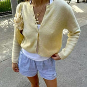 European And American Style Women's French Cream Yellow Sweater