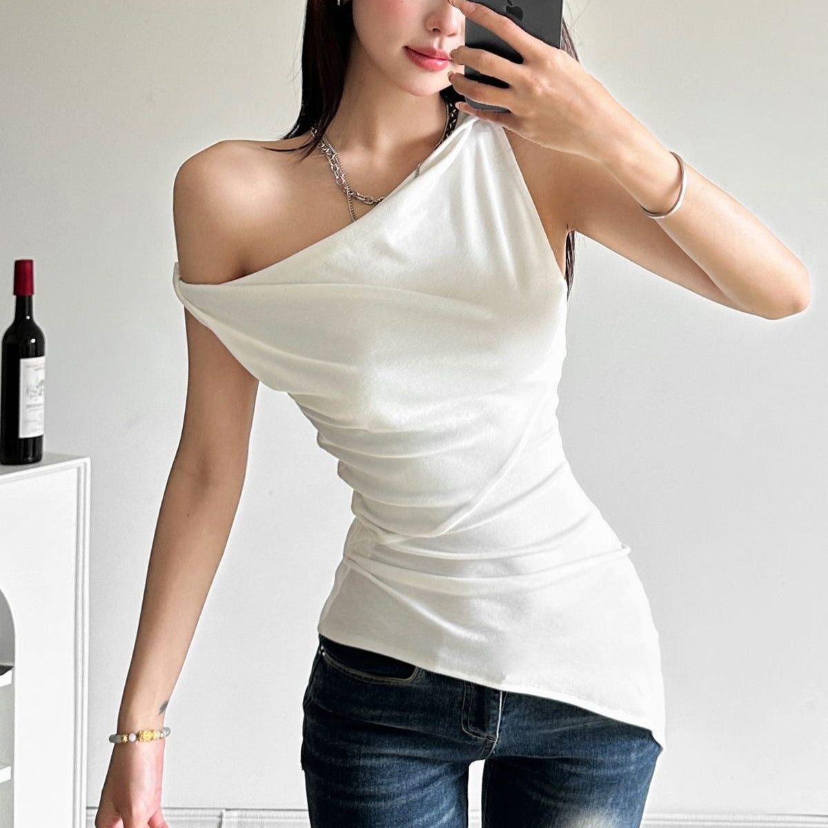Lightweight Collarbone‑Trim T‑Shirt – Summer Breeze, Ultra‑Soft