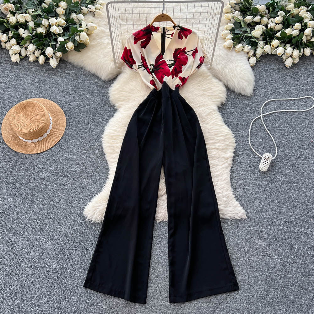 Chic Flutter-Sleeve High-Waist Wide-Leg Jumpsuit