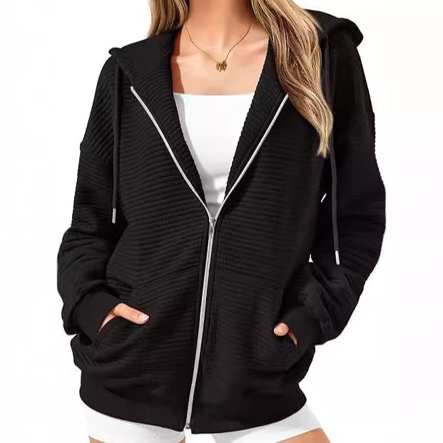 Women's Long-Sleeve Zip Hooded Athletic Sweatshirt