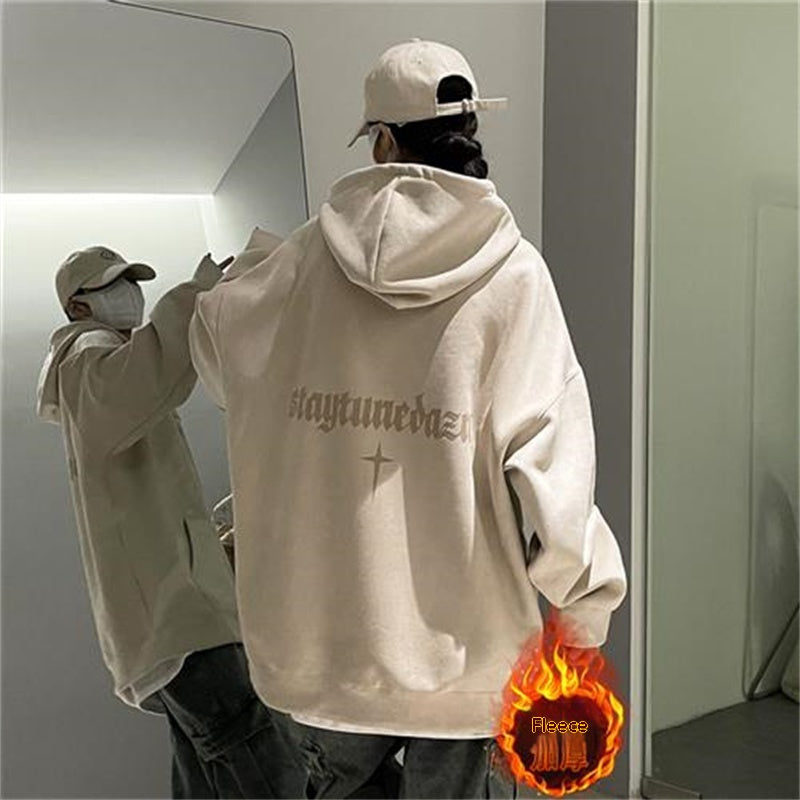 Plush Fleece Burgundy Suede Pullover Hoodie