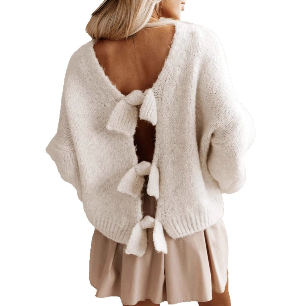 Bow Tie Women's Knitwear European and American Sweater