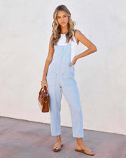 Straight-leg Solid-color Womens Workwear Jumpsuit