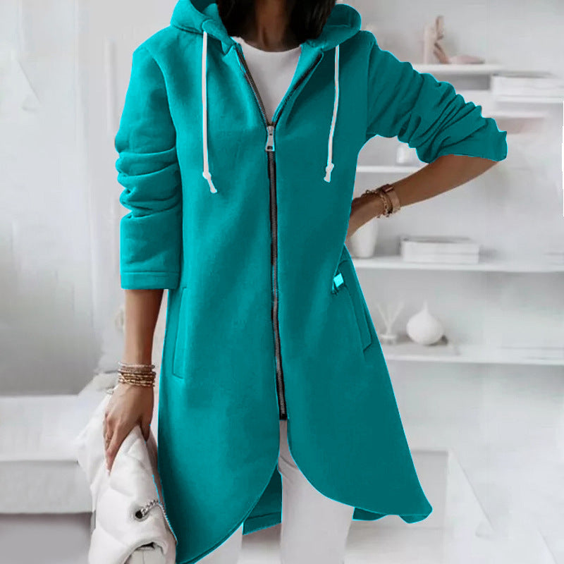 Women's Cozy Zip-Up Hooded Sweatshirt with Pockets