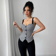 Figure‑Hugging Mountain Pattern Vest – Slim Fit, Short‑Sleeve