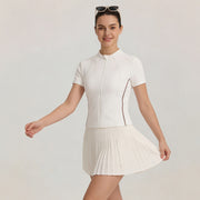 Zip-up Short-sleeve Women's Top