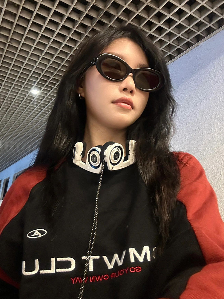 Letter Embroidered Oversized Hip-Hop Sweater