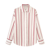 Chic Striped Long-Sleeve Lapel Button-Down Shirt