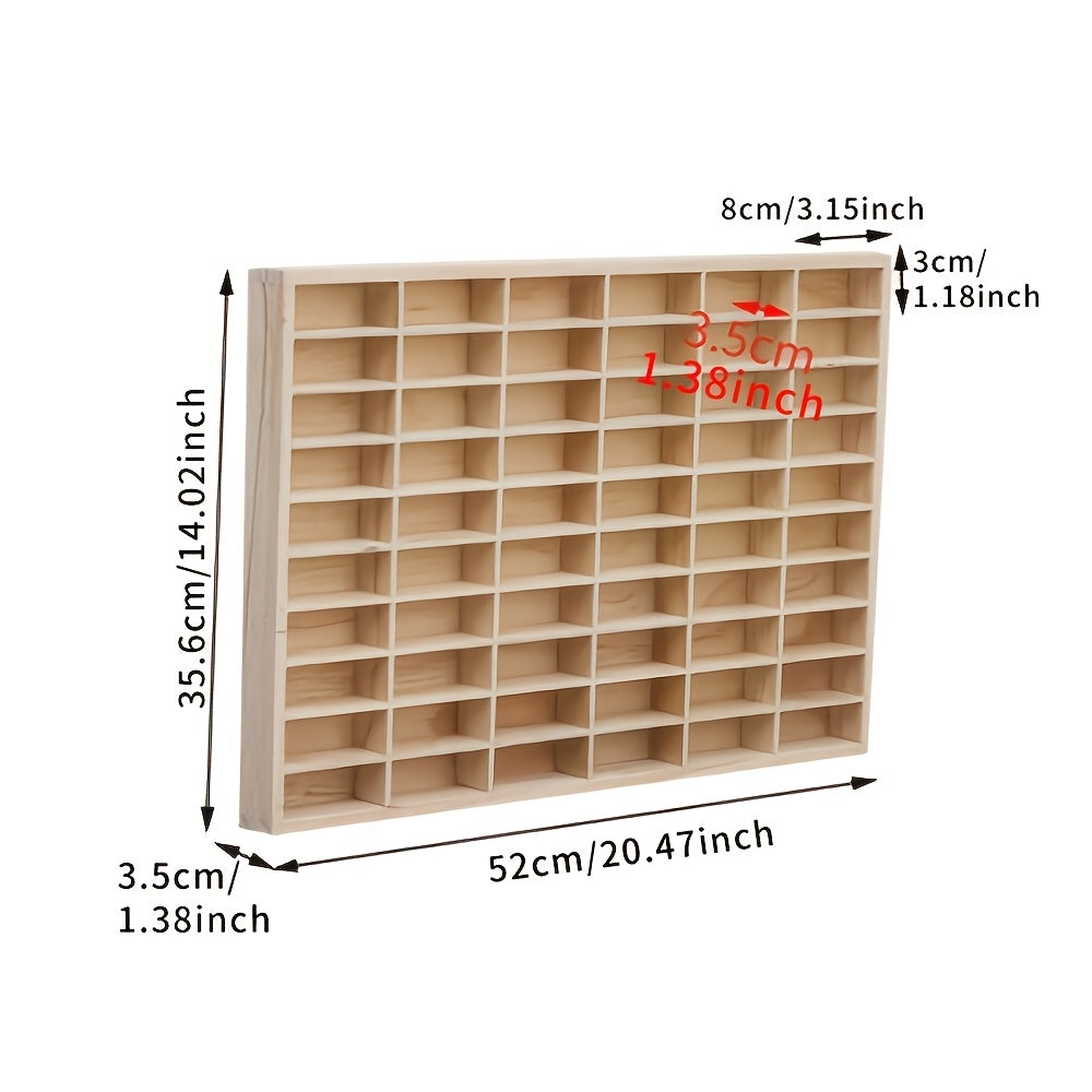 1:64 Scale Solid Wood Collectible Storage Box – Lidless Display Cabinet with 60/80 Compartments and Hooks