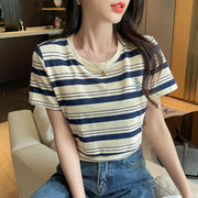 Pure Cotton Striped Postpartum Skin-Friendly Versatile Nursing Shirt