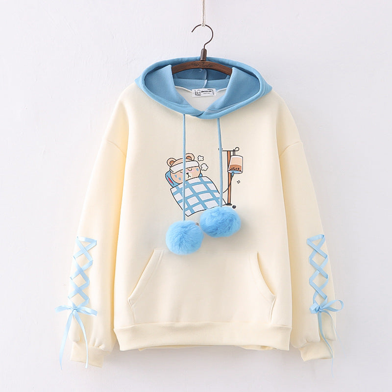 Cute Cartoon Fleece Thickened Hoodie Sweatshirt