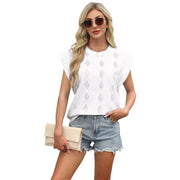 Crew-neck Loose-fitting Short-sleeve T-shirt With Jacquard Detailing Tank Top