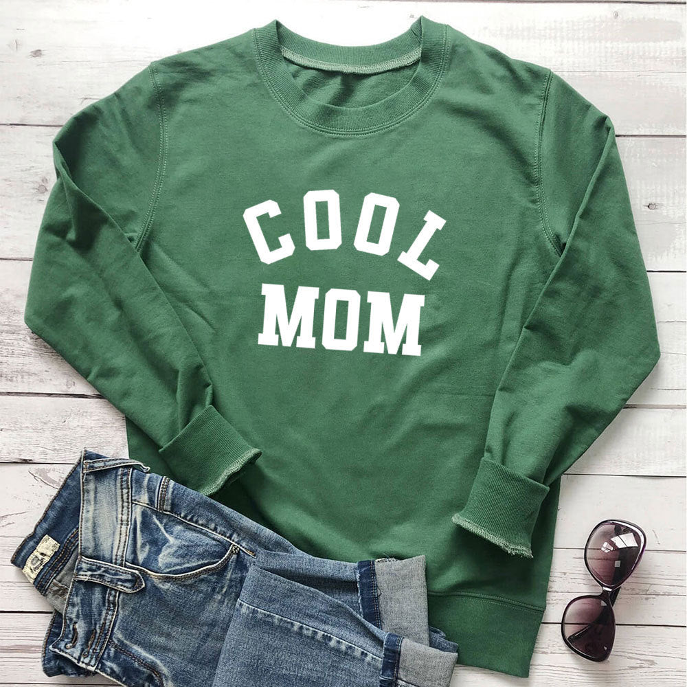 Cool Mom Letter Print Long Sleeve Pullover Sweatshirt