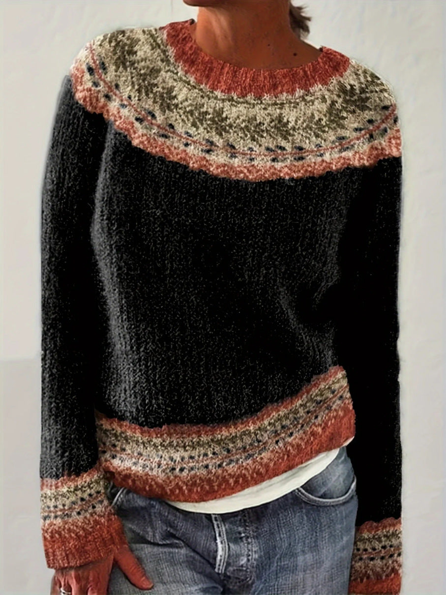 Round Neck Multicolor Loose Fashion Pullover Sweater