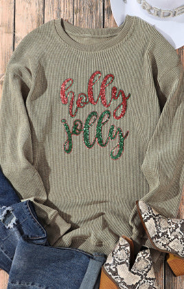 Women's Sequined Letter Print Loose Pullover Sweatshirt
