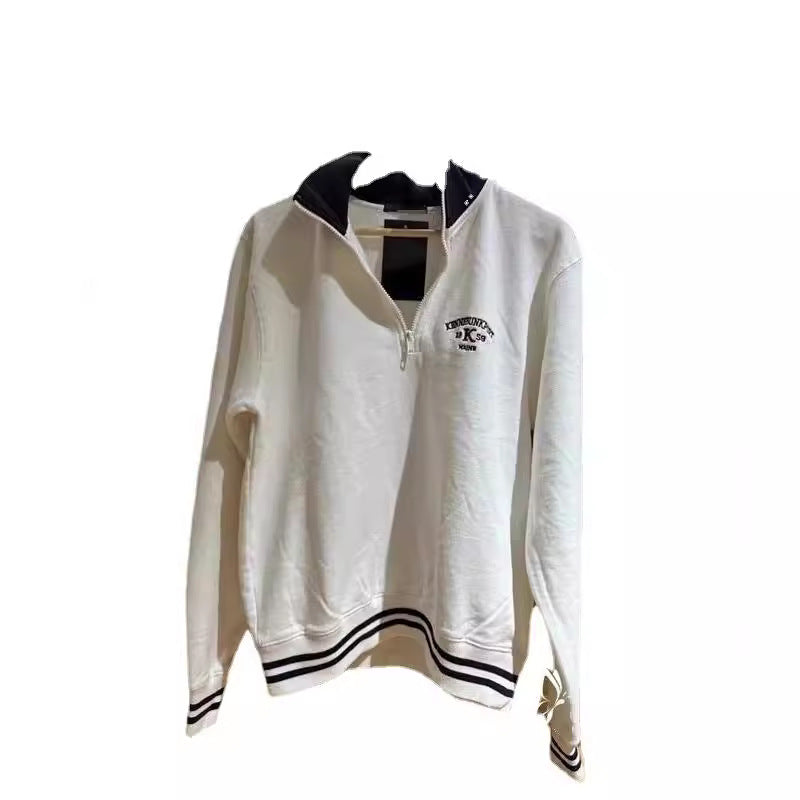 Retro Half-Zip Contrast Polo Sweater