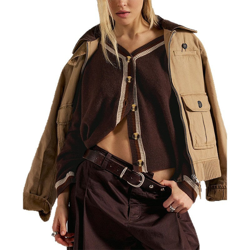 Button-down Knitted Sweater Cardigan Coat Fashionable Womens Wear