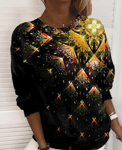 3D Gradient Print Long-Sleeve Sweater