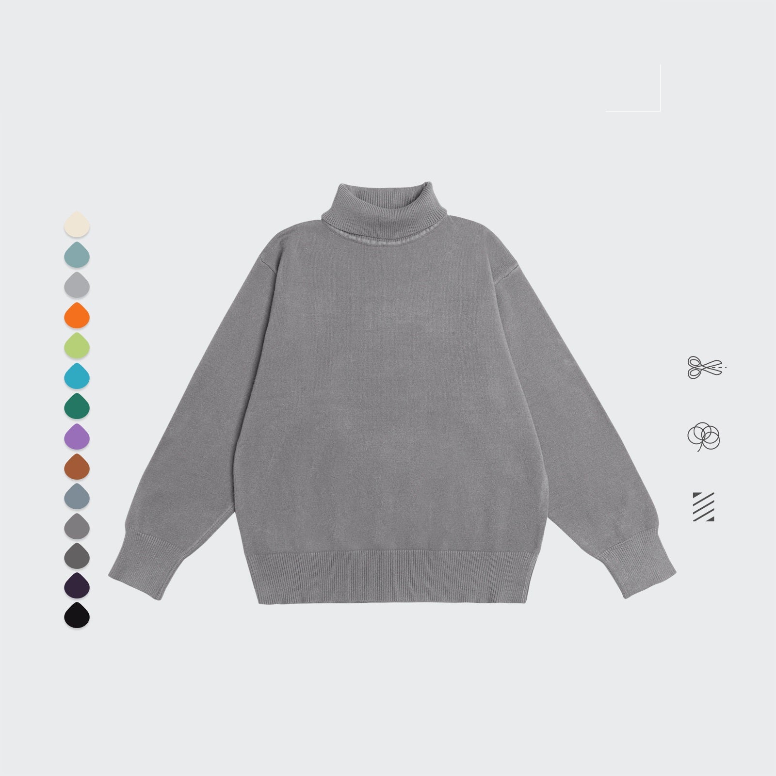 Core Spun Loose High Neck Sweater Solid Color Knitwear