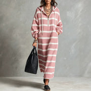 Women's Half-Zip Loose Printed Hoodie Dress