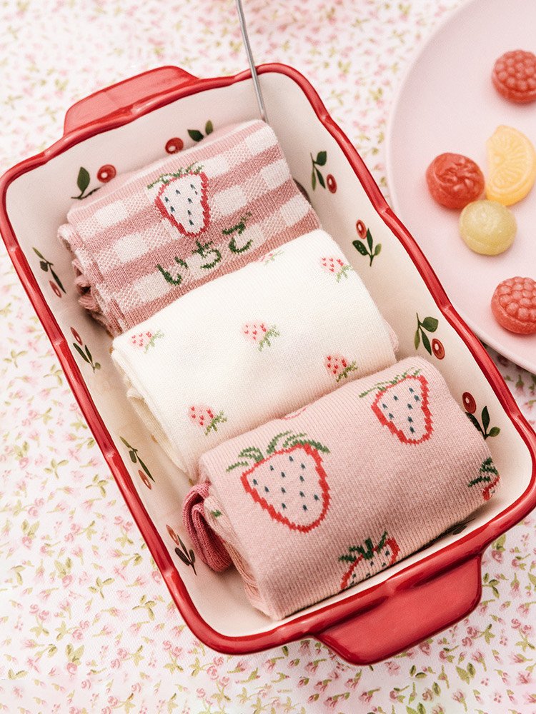 Strawberry Cotton Socks for Women - Personalized Gift