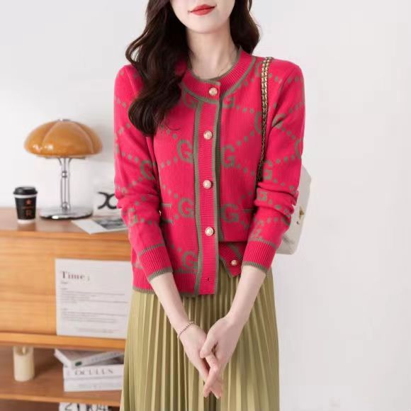 Womens Round-neck Long-sleeve Cardigan Topcoat