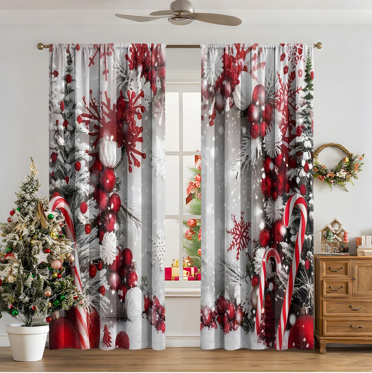 3d Digital Printed Christmas Curtains