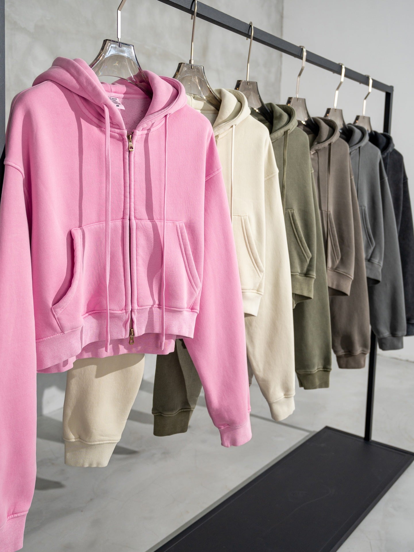 Retro Color Block Zip Hooded Sweater