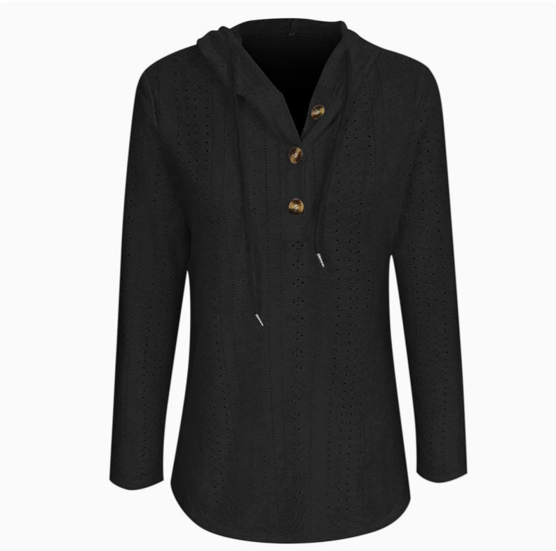Chic Hollow Knit Long-Sleeve Sweater for Women