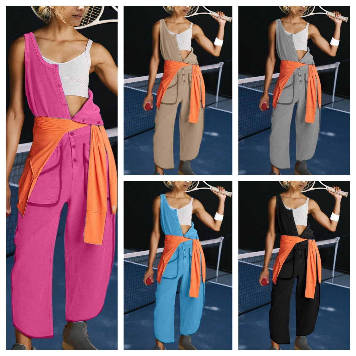 Women's Casual Sleeveless Pocket Jumpsuit