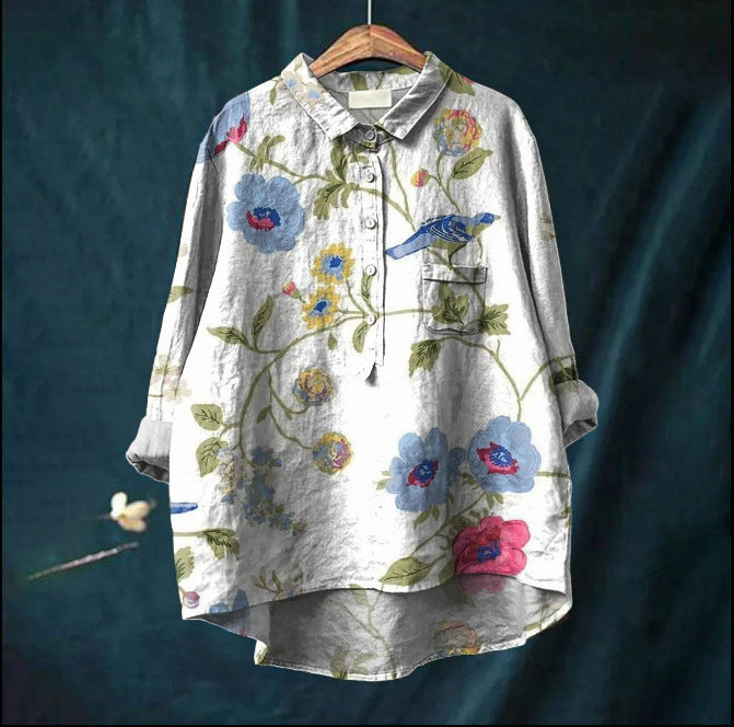 Casual Long Sleeve Shirt Animal Print Hawaiian Long Sleeve Blouse