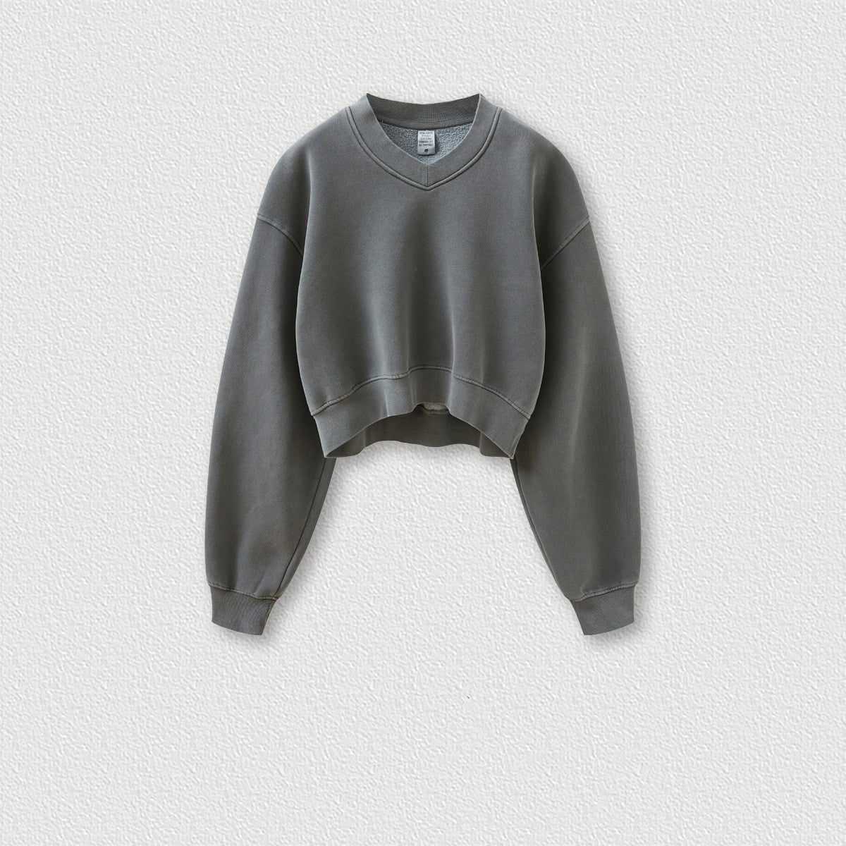 Vintage Fleece V-Neck Cropped Hoodie