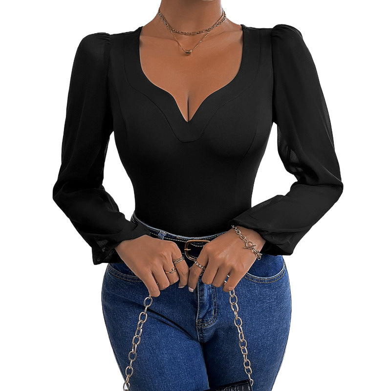 Women's Mesh V-Neck Patchwork Romper