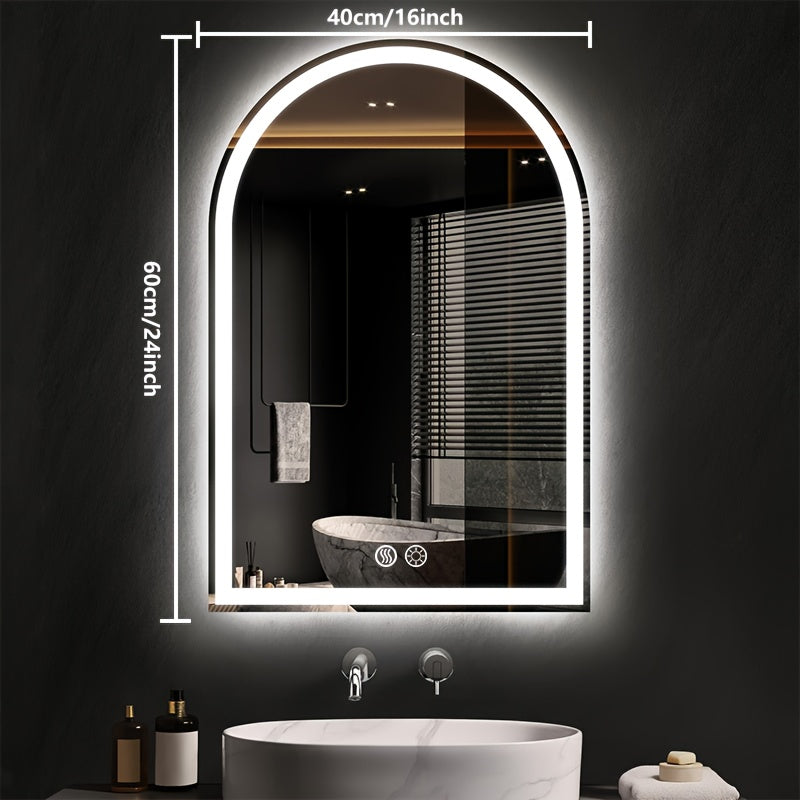 Dimmable LED bathroom mirror with lights and memory function