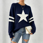 Womens Five-pointed-star Jacquard-knit Sweater